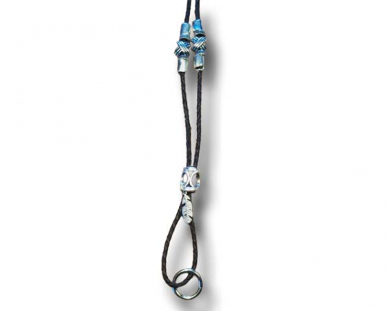 Whistle lanyard braided leather with silver beads black in the group Hunting / Whistles & lanyards / Whistle lanyard at PAW of Sweden AB (1001SV)