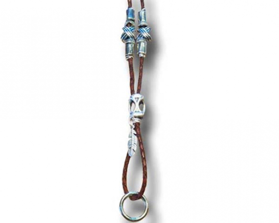 Whistle lanyard braided leather with silver beads brown in the group Hunting / Whistles & lanyards / Whistle lanyard at PAW of Sweden AB (1001T)