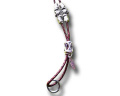 Whistle lanyard braided leather with silver beads brown