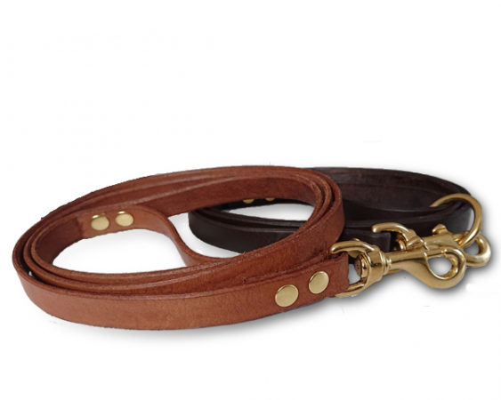 Lead with carabiner leather Exclusive cognac in the group Training / Leads / Leads with carabiner at PAW of Sweden AB (Exklusiv)