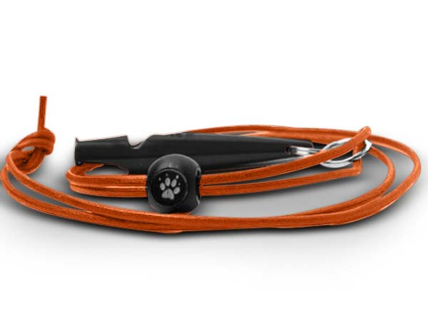 Leather lanyard for whistle orange